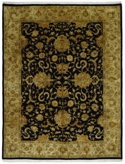 Vamave Siyah Zeminli Gold Çiçek Desenli Yün Uşak Halı 280x363 cm
