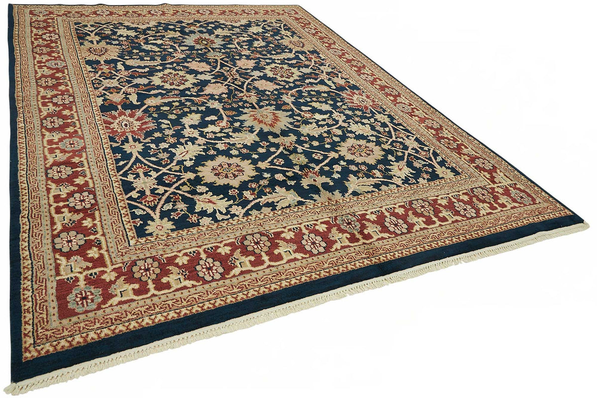 Vamave Lacivert Çiçekli Pamuk ve Yün Uşak Halısı 267x357 cm – genel görünüm