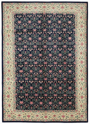 Vamave Lacivert Krem Çiçek Desenli Uşak El Dokuma Halı 306x428 cm