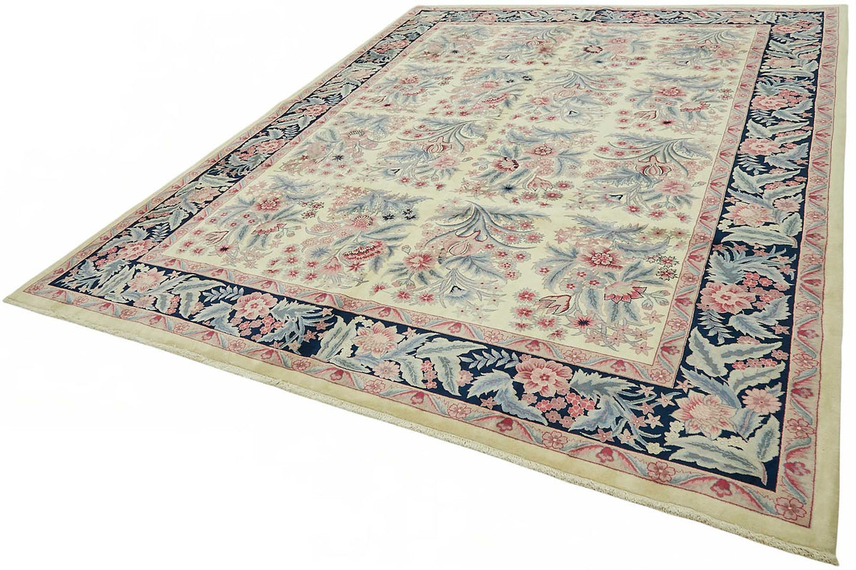 Vamave Açık Pembe ve Yeşil Uşak El Dokuma Halı 277x367 cm 49258 – doku yakın çekim