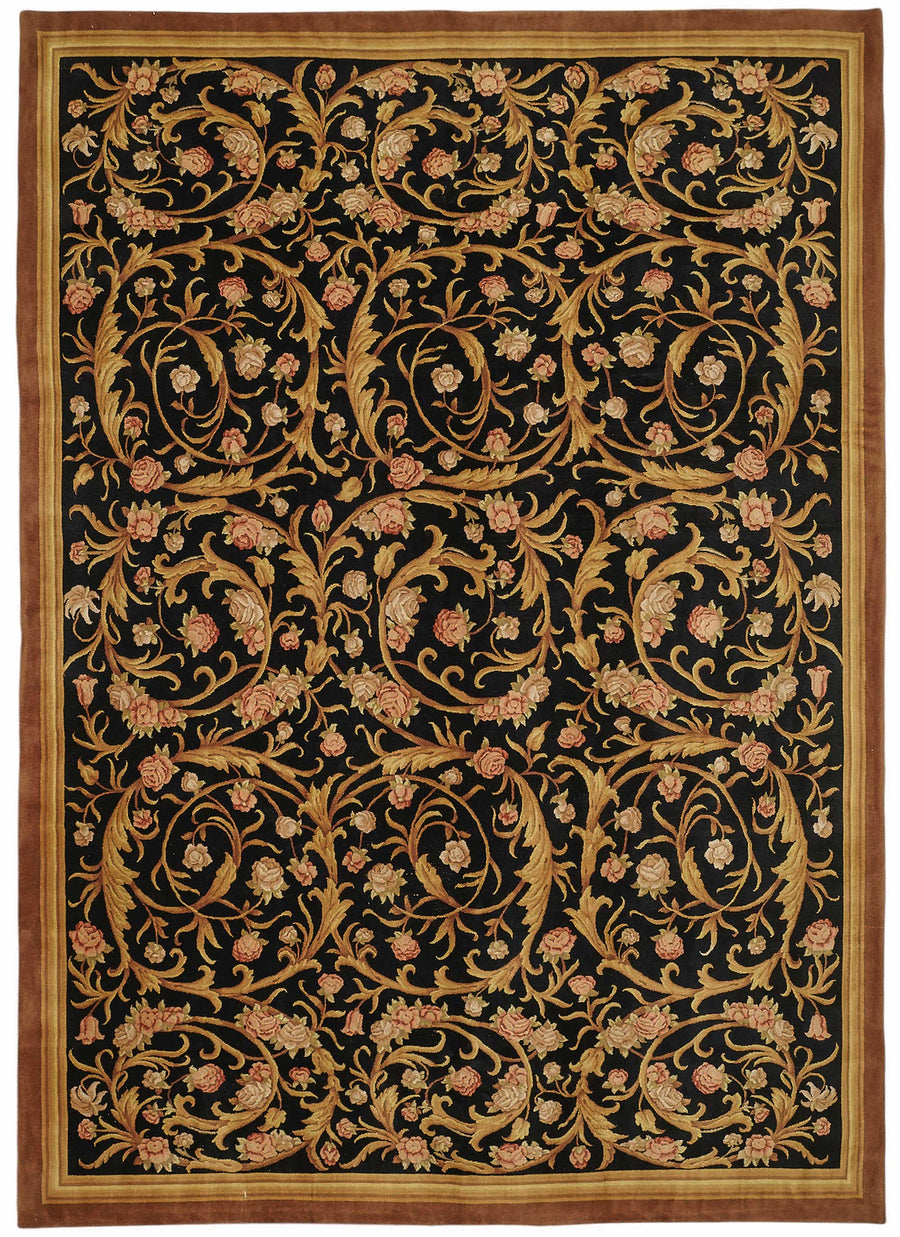Vamave Siyah Çiçekli Uşak El Dokuma Halı 301x421 cm
