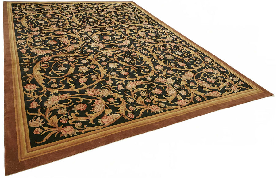 Vamave Siyah Çiçekli Uşak El Dokuma Halı 301x421 cm – genel görünüm