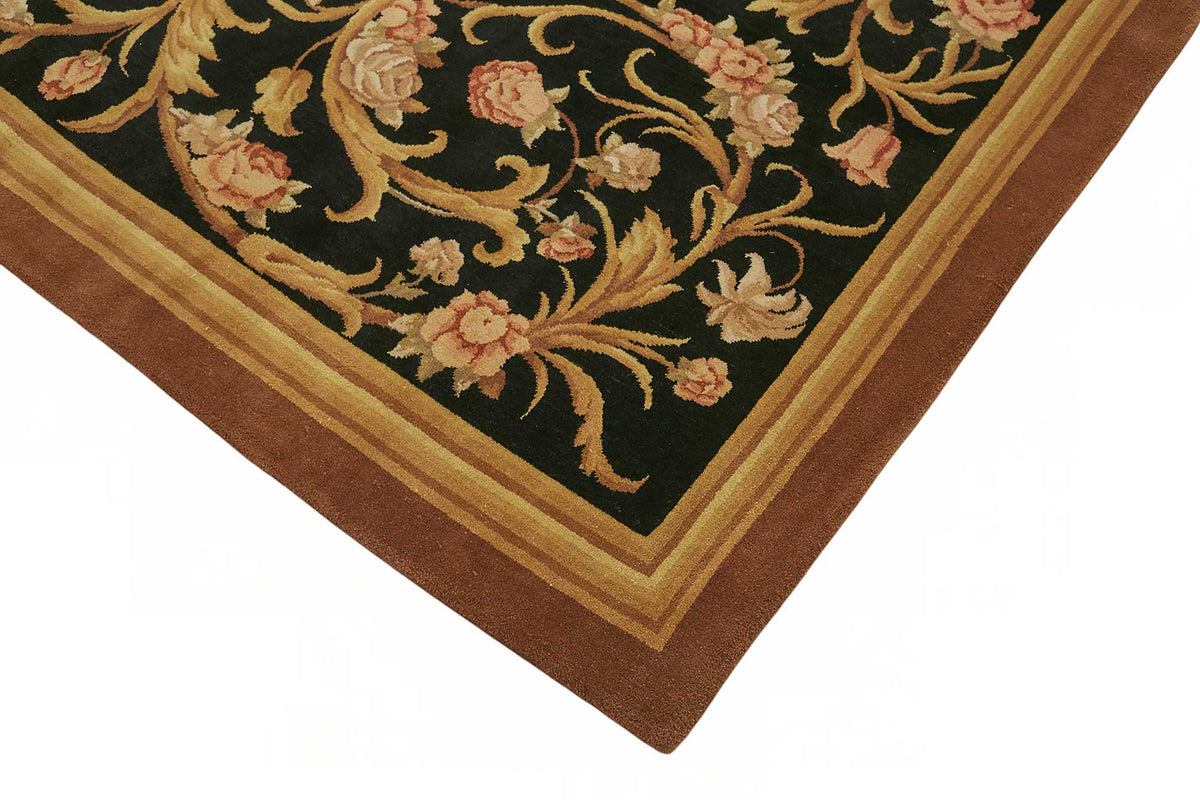 Vamave Siyah Çiçekli Uşak El Dokuma Halı 301x421 cm – detay görünümü