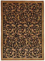 Vamave Siyah Gold Çiçek Desenli Yün El Dokuma Uşak Halı 287x402 cm