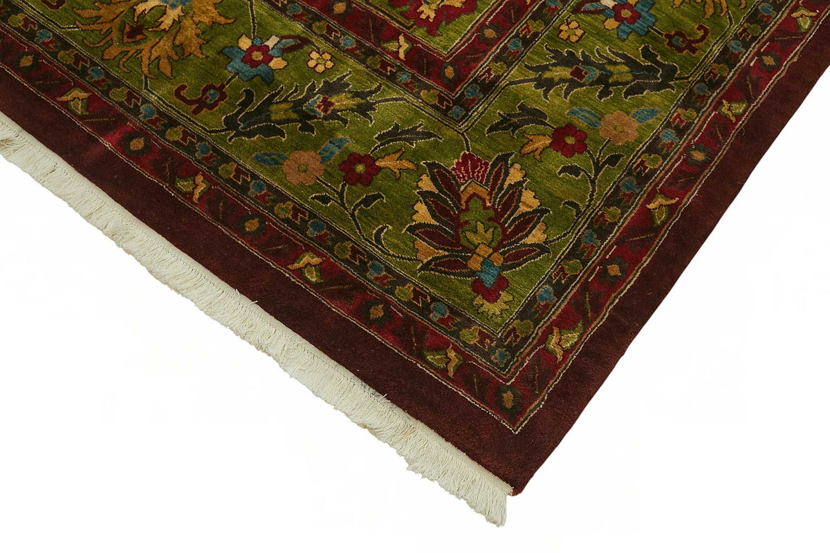 Vamave Bordo Yeşil Madalyon Desenli Uşak El Dokuma Halı 305x425 cm – detay görünümü