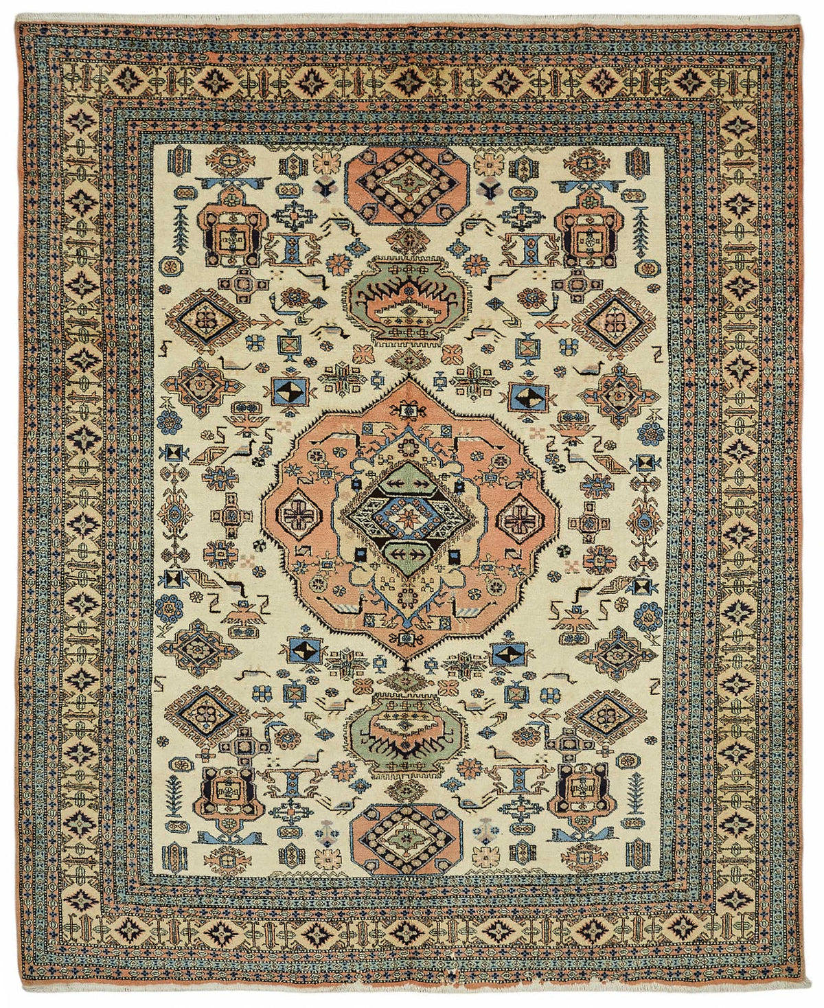 Vamave Uşak Krem Geometrik Desenli El Dokuma Halı 270x350 cm 49265