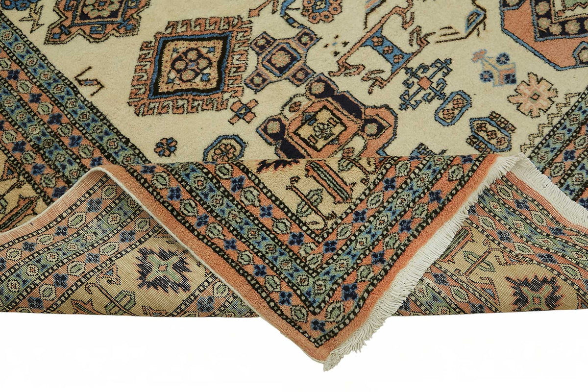 Vamave Uşak Krem Geometrik Desenli El Dokuma Halı 270x350 cm 49265 – kenar detayı