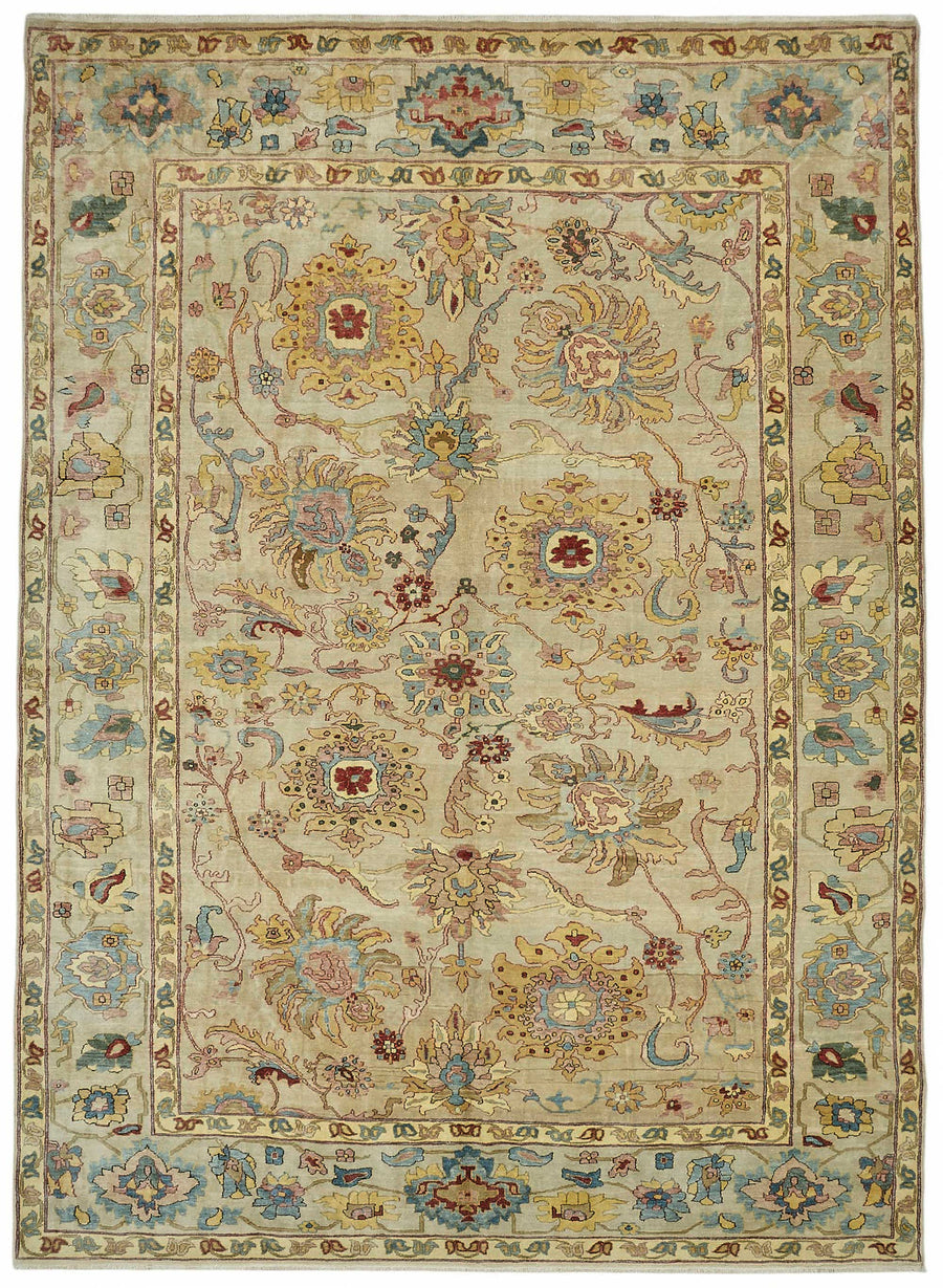 Vamave Vintage Uşak Halı Bej Zeminli Çiçek Desenli 296x428 cm