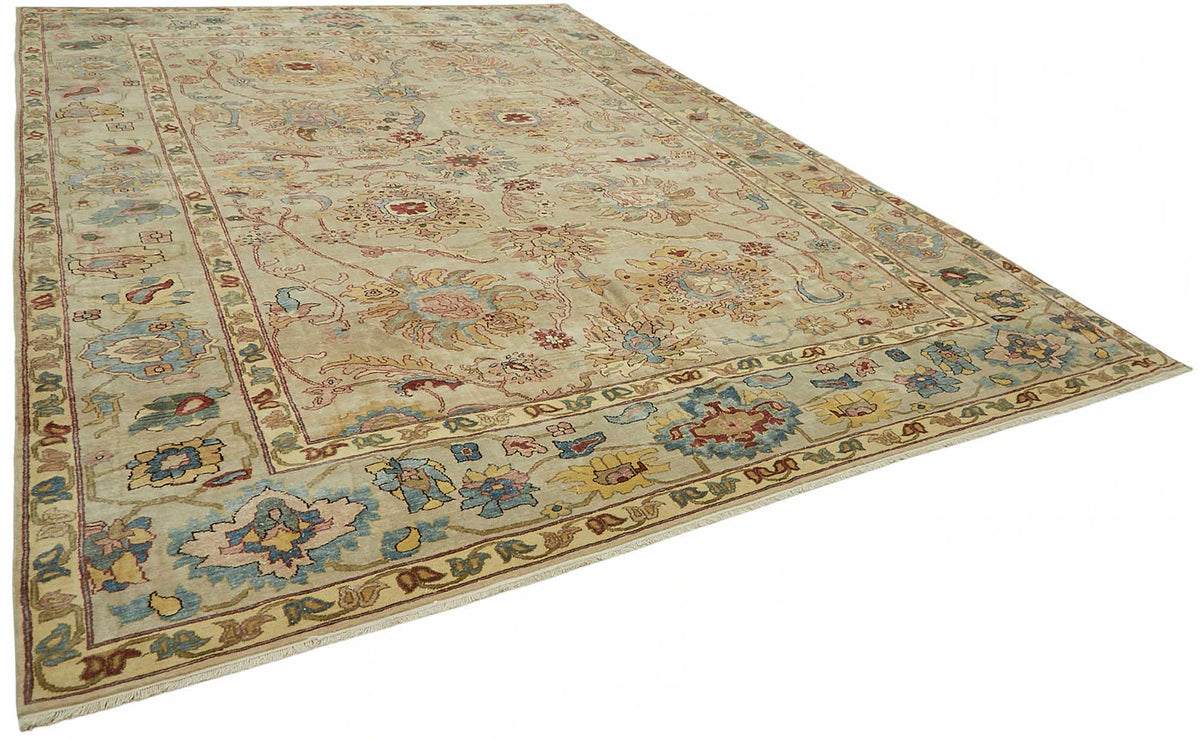 Vamave Vintage Uşak Halı Bej Zeminli Çiçek Desenli 296x428 cm – genel görünüm