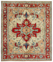 Vamave Kırmızı Etnik Halı Lacivert ve Bej Tonlu Uşak Dokuma 281x327 cm
