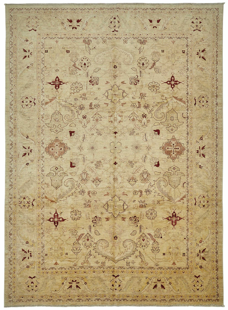 Vamave Bej Bordo Çiçekli Uşak El Dokuma Halı 294x403 cm