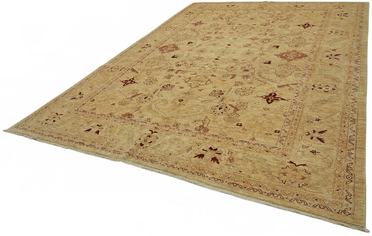 Vamave Bej Bordo Çiçekli Uşak El Dokuma Halı 294x403 cm – doku yakın çekim