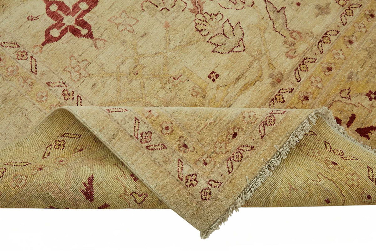 Vamave Bej Bordo Çiçekli Uşak El Dokuma Halı 294x403 cm – kenar detayı