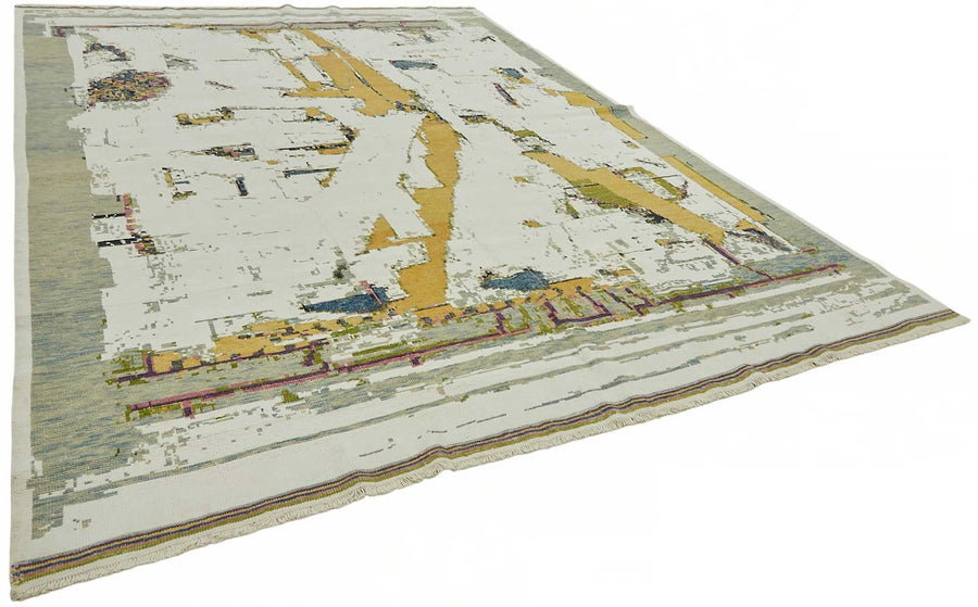 Vamave 10-20 Yıllık Vintage Uşak Halı Beyaz Soyut Desenli 294x407 cm 49270 – genel görünüm