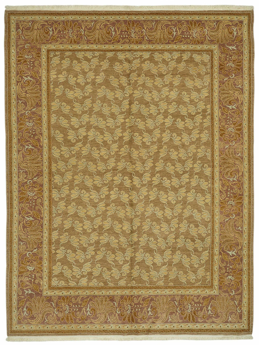 Vamave Kahverengi Bej Çiçek Desenli Uşak El Dokuma Halı 250x330 cm