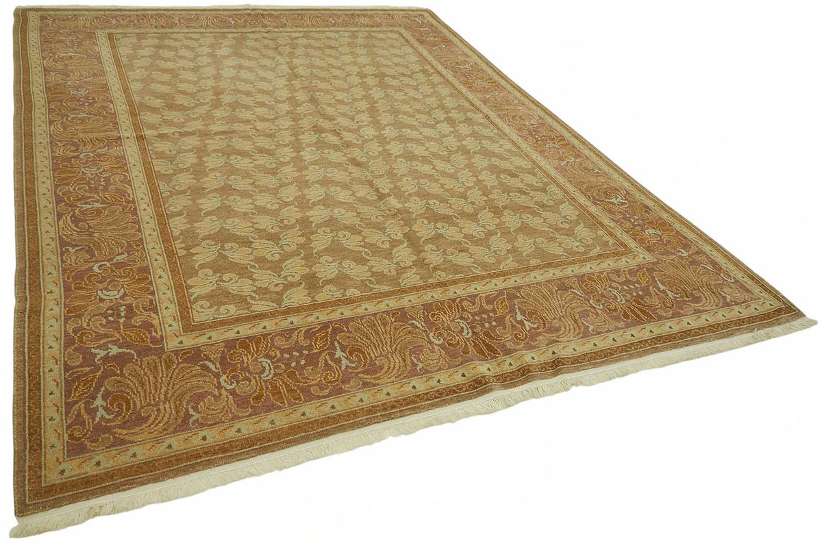 Vamave Kahverengi Bej Çiçek Desenli Uşak El Dokuma Halı 250x330 cm – genel görünüm