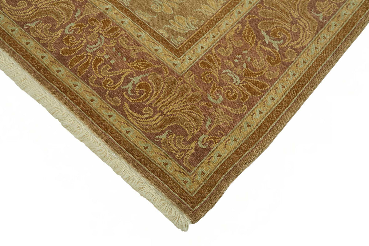 Vamave Kahverengi Bej Çiçek Desenli Uşak El Dokuma Halı 250x330 cm – detay görünümü