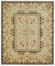 Vamave Bej Kahverengi Çiçek Desenli Uşak El Dokuma Halı 305x370 cm