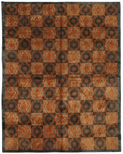 Vamave Turuncu Geometrik Desenli Yün Uşak Halı 273x349 cm