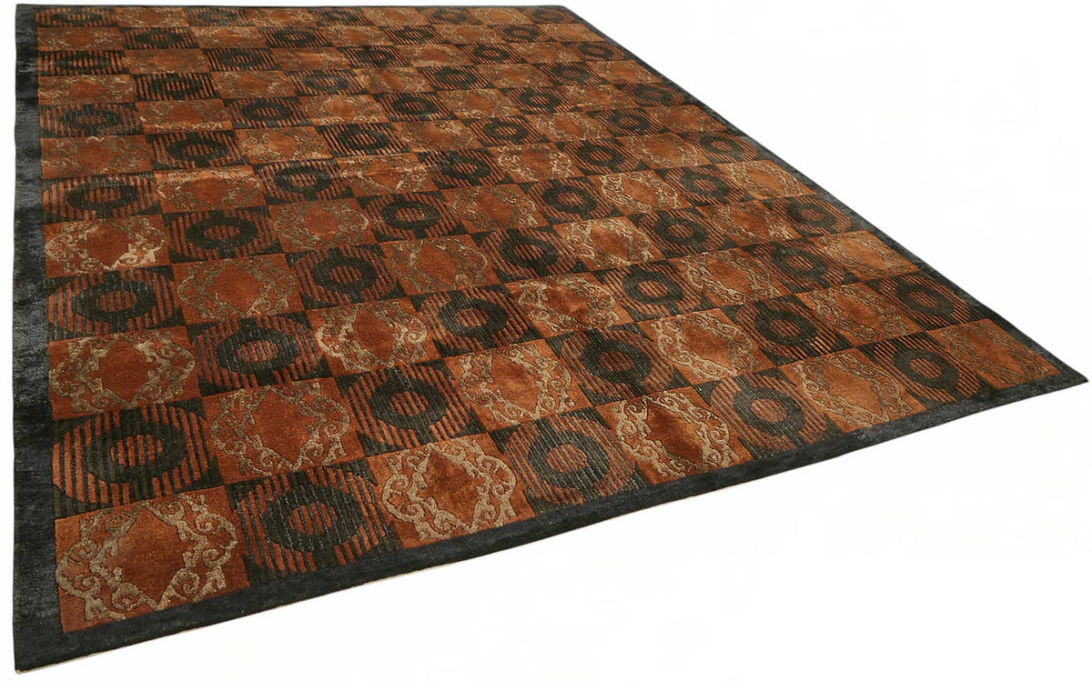 Vamave Turuncu Geometrik Desenli Yün Uşak Halı 273x349 cm – genel görünüm