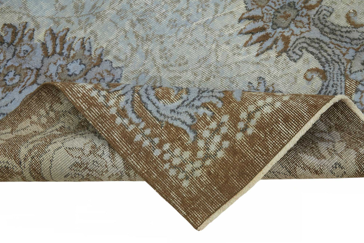 Besko Oyma Desenli Mavi ve Açık Kahverengi Halı 180x303 cm 49283 – kenar detayı