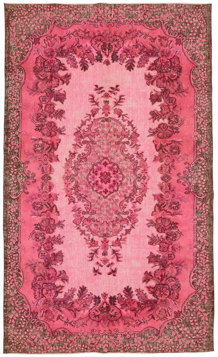 Besko Pembe ve Kahverengi Madalyon Desenli Oyma Halı 182x292 cm