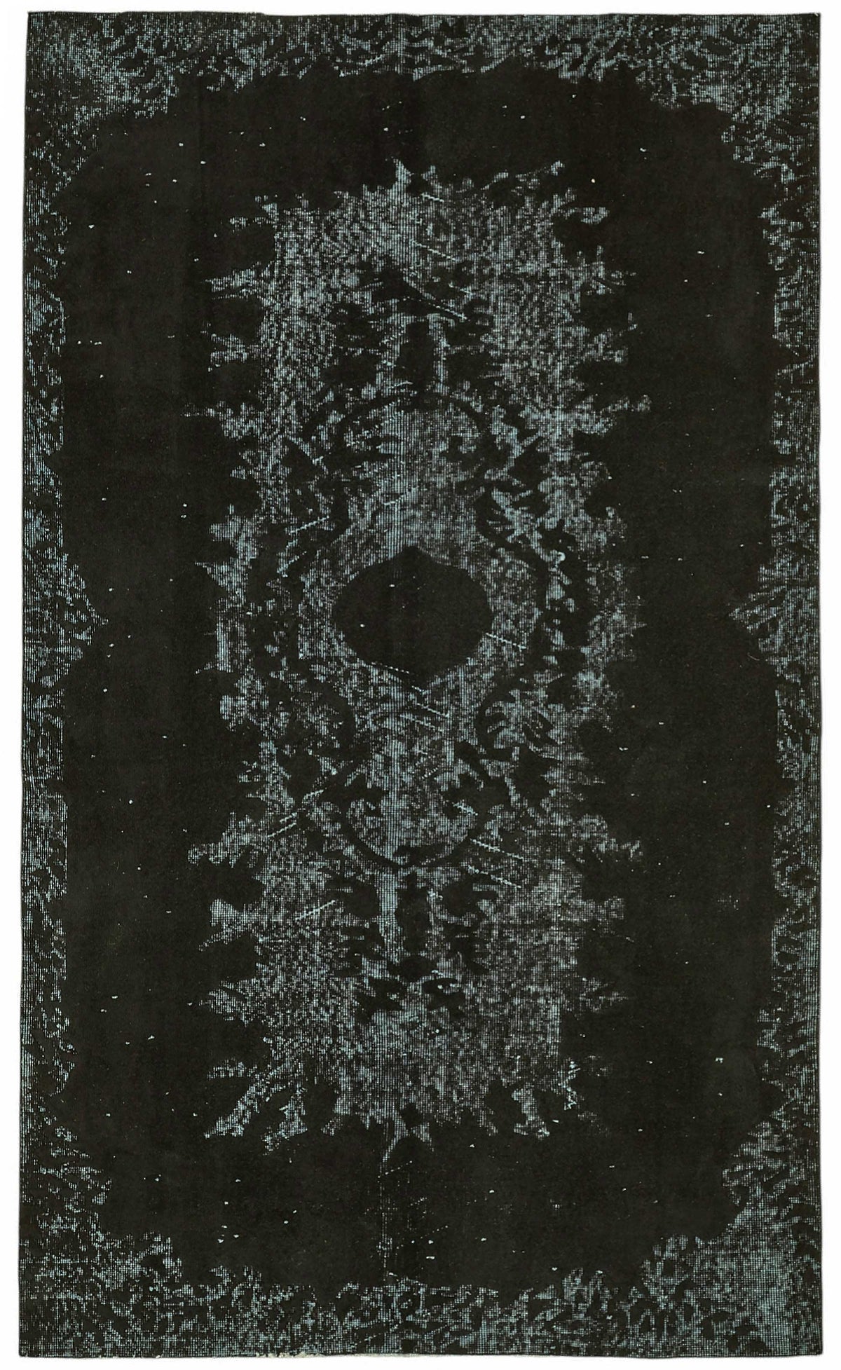 Besko Oyma Desenli Siyah Gri Soyut El Dokuma Halı 153x262 cm