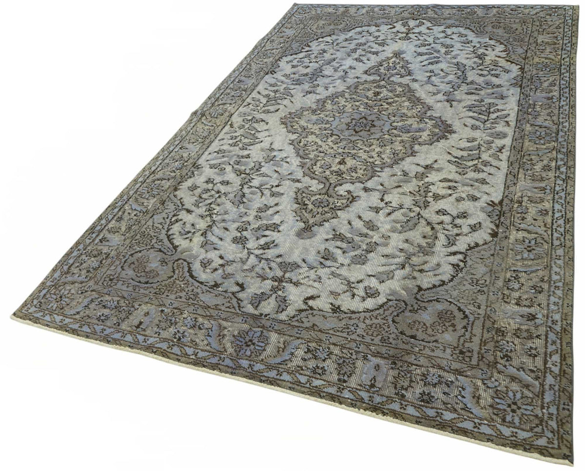 Besko Gri Mavi Madalyon Göbekli Oyma Desen El Dokuma Halı 158x270 cm – doku yakın çekim