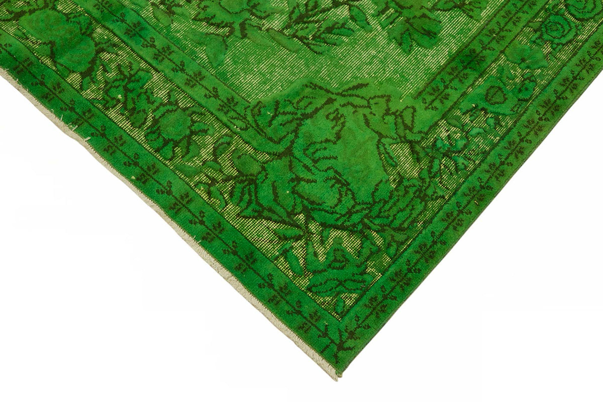 Besko Fıstık Yeşili Çiçek Desenli Oyma El Dokuma Halı 170x276 cm – detay görünümü