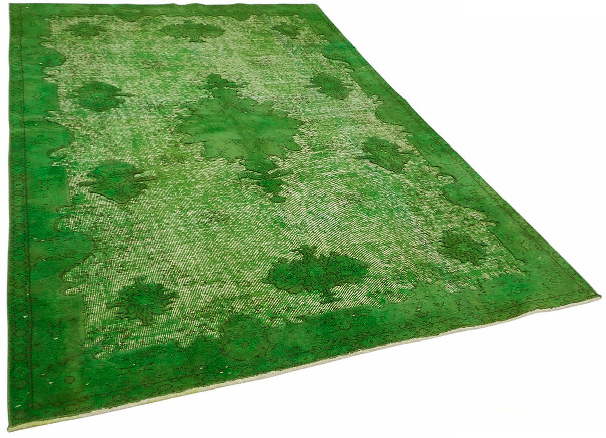 Besko Yeşil Eskitme Halı Fıstık Yeşili Oyma Desenli 180x266 cm – genel görünüm