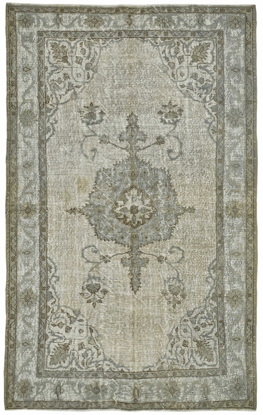 Besko Gri Bej Halı Oyma Desenli Vintage El Dokuma 173x282 cm