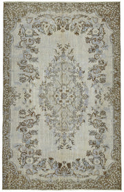 Besko Bej ve Açık Kahverengi Madalyon Desenli Yün Halı 178x285 cm