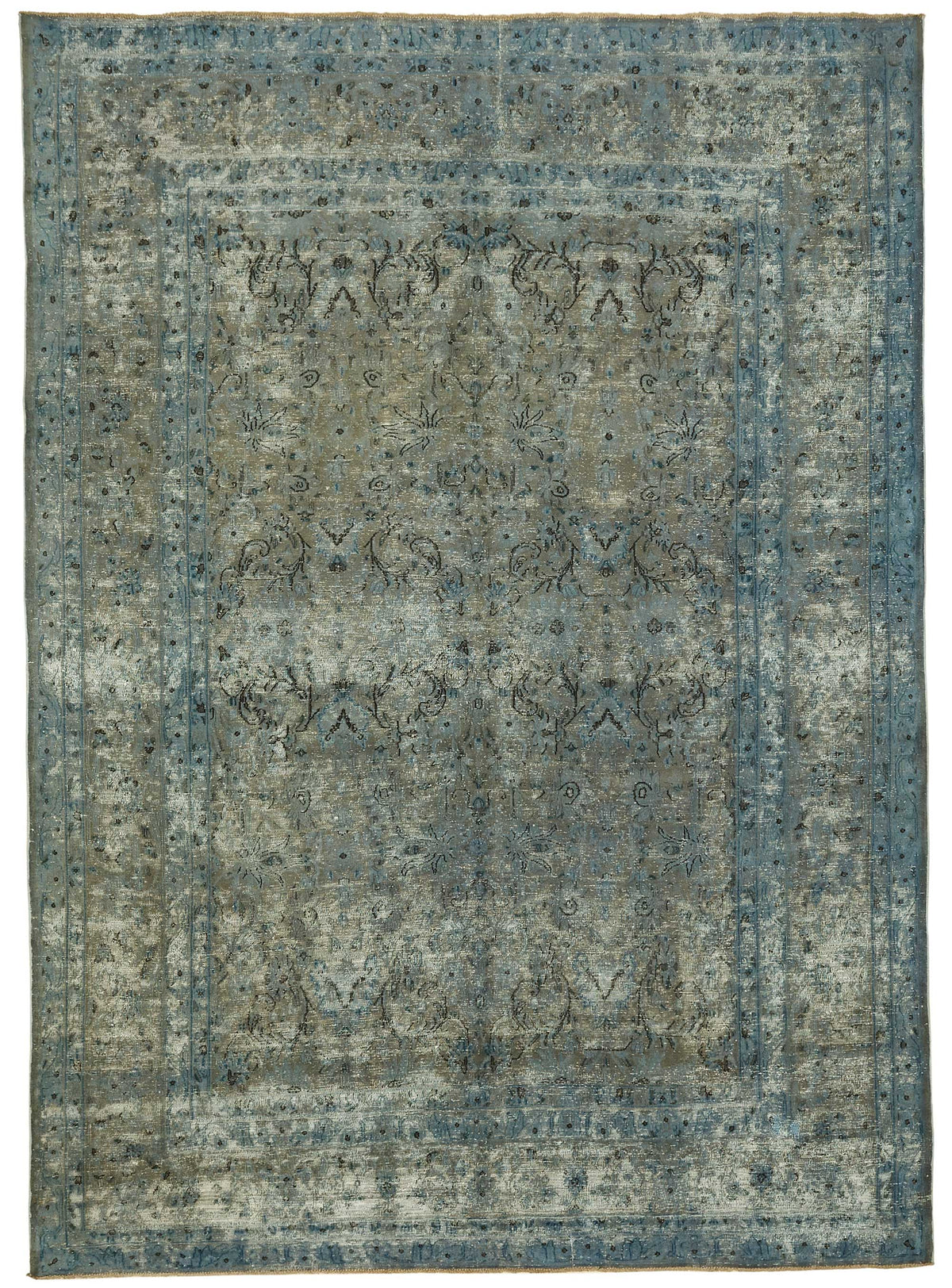 Zelko Mavi Gri Klasik Madalyon Desenli El Dokuma Halı 217x297 cm