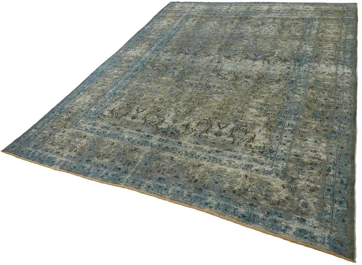 Zelko Mavi Gri Klasik Madalyon Desenli El Dokuma Halı 217x297 cm – doku yakın çekim