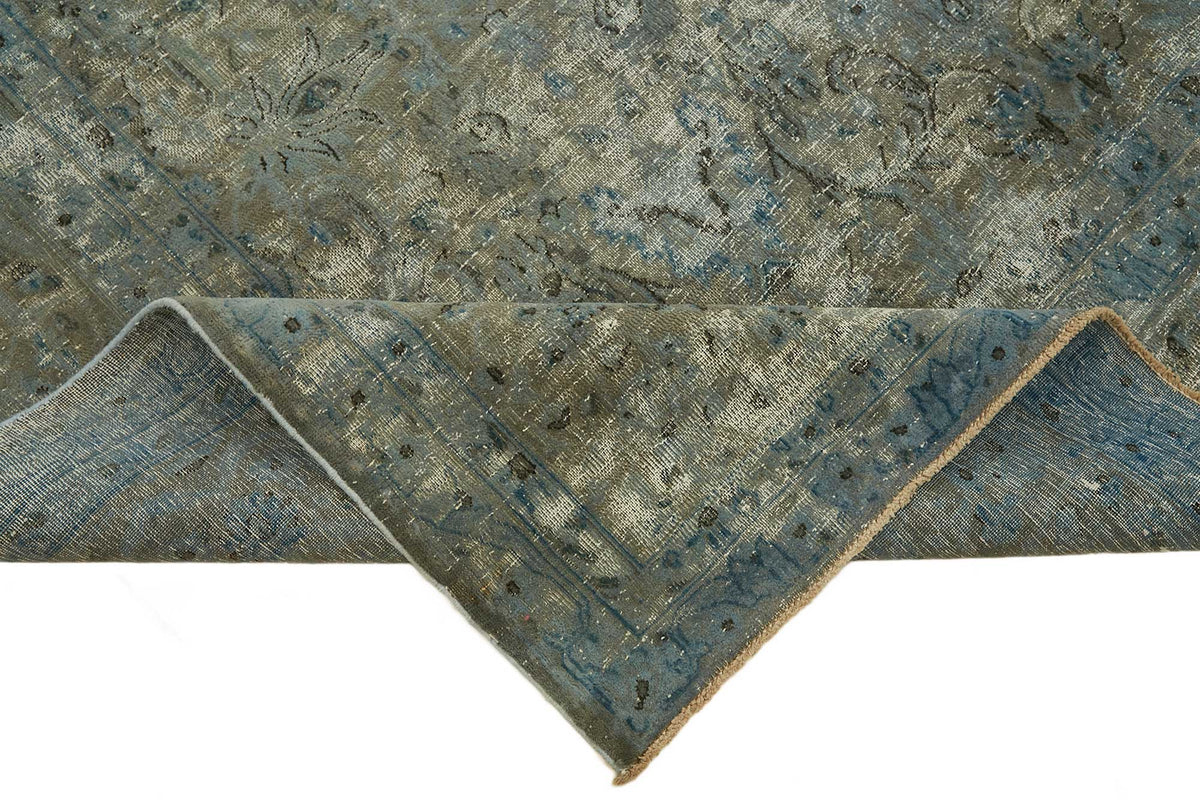 Zelko Mavi Gri Klasik Madalyon Desenli El Dokuma Halı 217x297 cm – kenar detayı