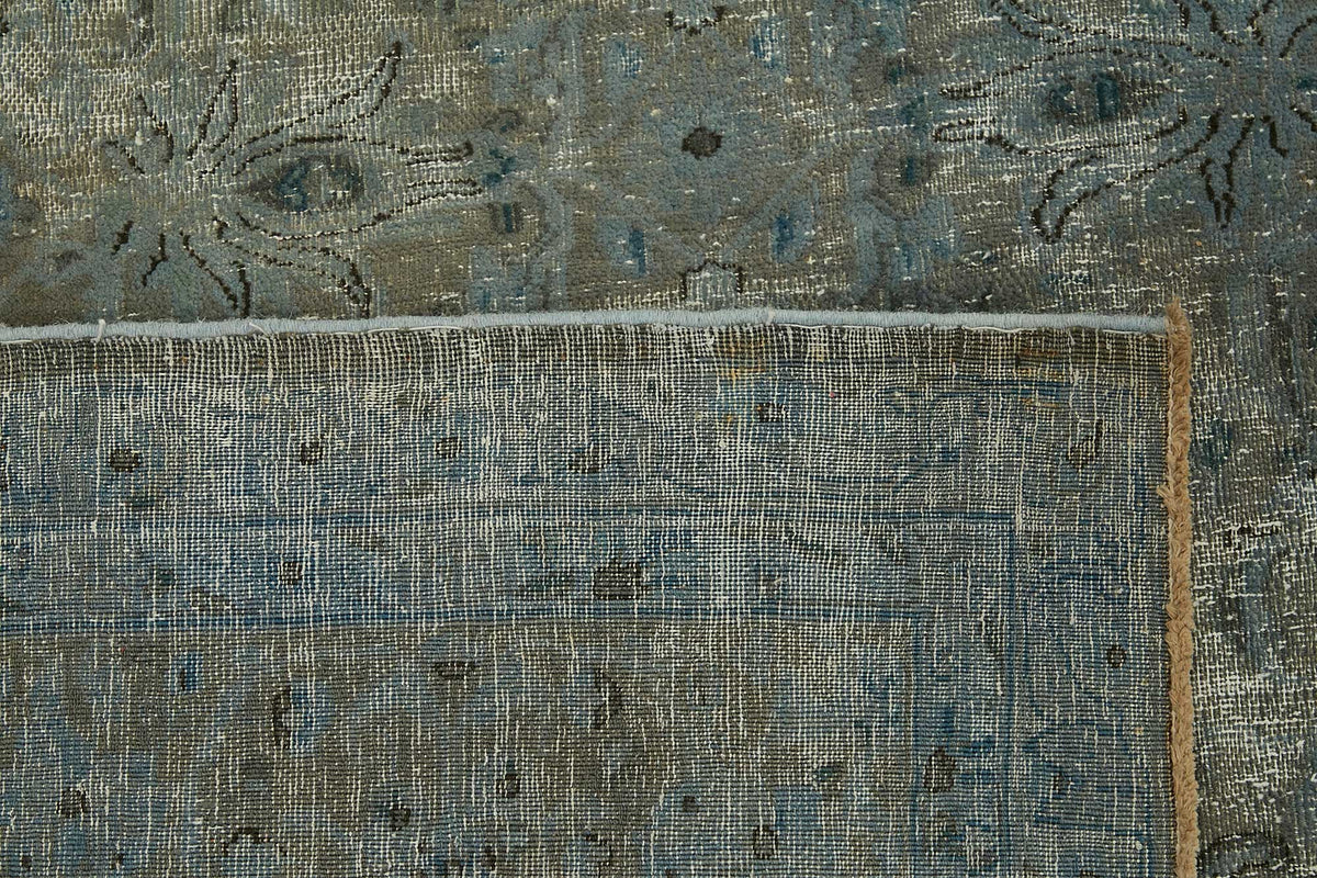 Zelko Mavi Gri Klasik Madalyon Desenli El Dokuma Halı 217x297 cm – arka yüz görünümü