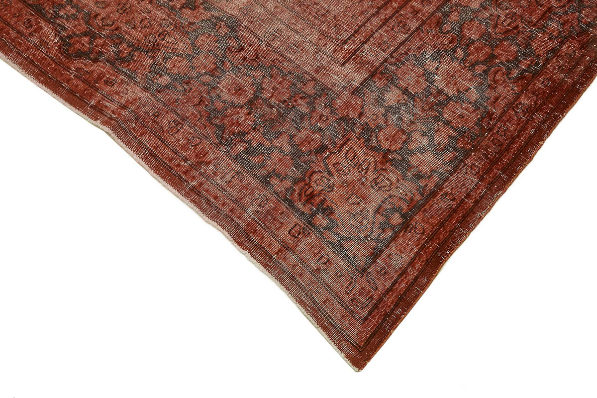 Zelko Kırmızı ve Bej Madalyon Desenli Eskitme El Dokuma Halı 297x402 cm – detay görünümü