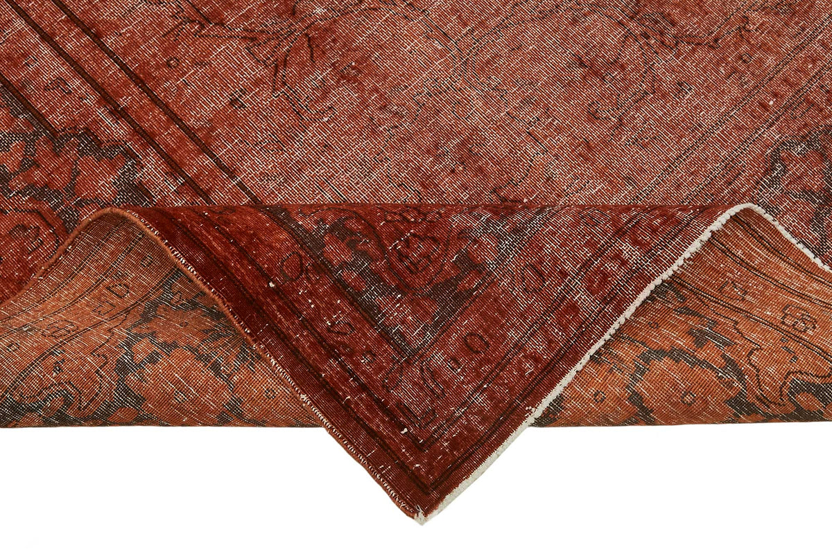 Zelko Kırmızı ve Bej Madalyon Desenli Eskitme El Dokuma Halı 297x402 cm – kenar detayı