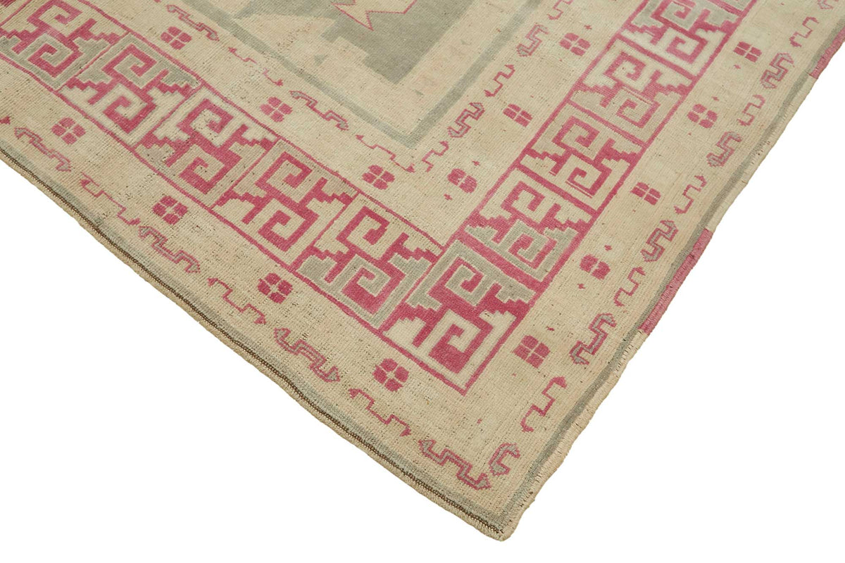 Kavale Gri Pembe Geometrik Desenli Etnik El Dokuma Halı 225x300 cm – detay görünümü
