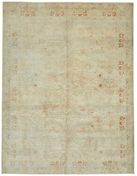 Rusvo Bej Kırmızı Çiçek Desenli Klasik El Dokuma Halı 233x305 cm