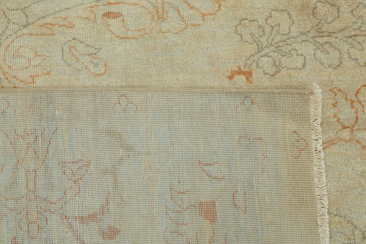 Rusvo Bej Kırmızı Çiçek Desenli Klasik El Dokuma Halı 233x305 cm – arka yüz görünümü