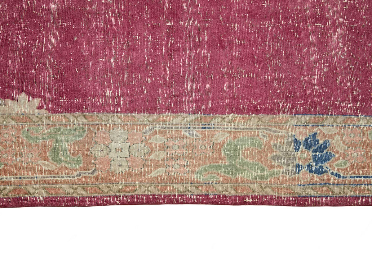 Rusvo Düz pembe halı vintage el dokuma madalyon desenli 260x414 cm – farklı açı