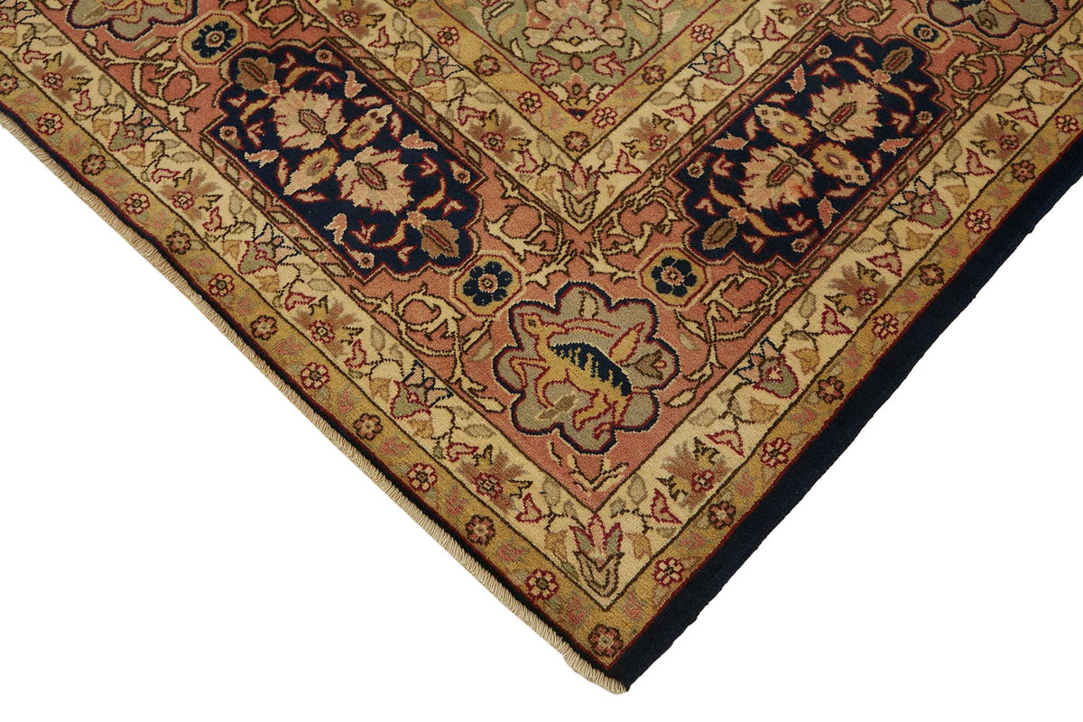 Rusvo Vintage Lacivert Bej Madalyon Desenli El Dokuma Halı 290x395 cm – detay görünümü