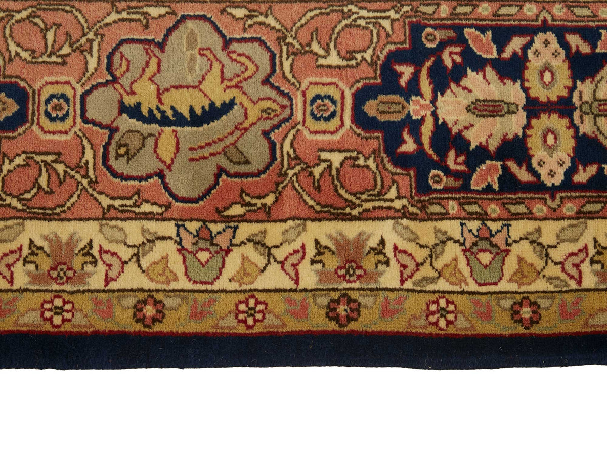 Rusvo Vintage Lacivert Bej Madalyon Desenli El Dokuma Halı 290x395 cm – farklı açı