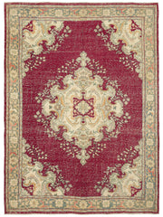 Rusvo Madalyon Desenli Bordo Vintage El Dokuma Halı 244x331 cm 49448