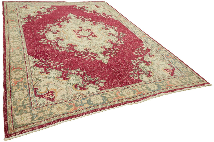 Rusvo Madalyon Desenli Bordo Vintage El Dokuma Halı 244x331 cm 49448 – genel görünüm