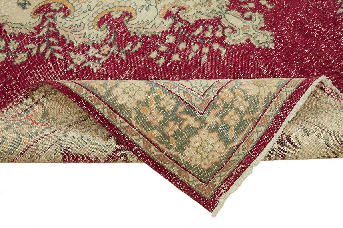 Rusvo Madalyon Desenli Bordo Vintage El Dokuma Halı 244x331 cm 49448 – kenar detayı