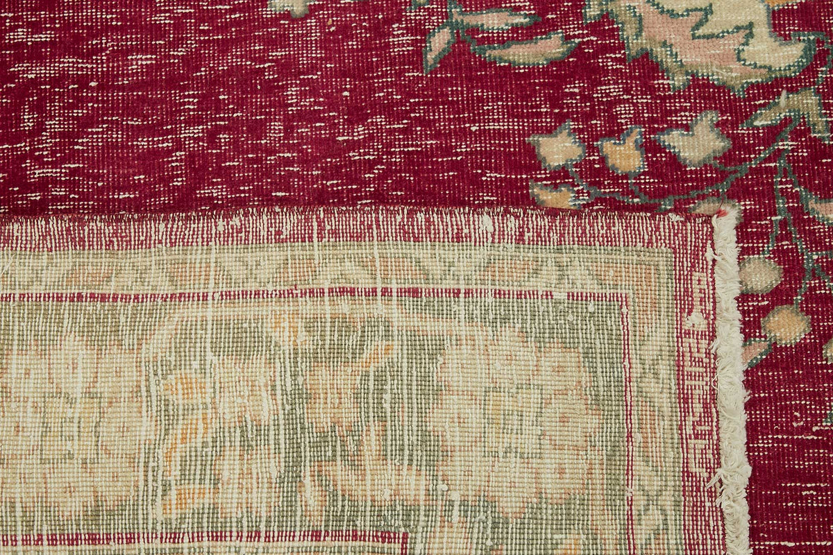 Rusvo Madalyon Desenli Bordo Vintage El Dokuma Halı 244x331 cm 49448 – arka yüz görünümü