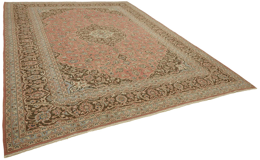 Rusvo Kırmızı Madalyon Desenli Yün ve Pamuk Dokuma Halı 298x394 cm – genel görünüm