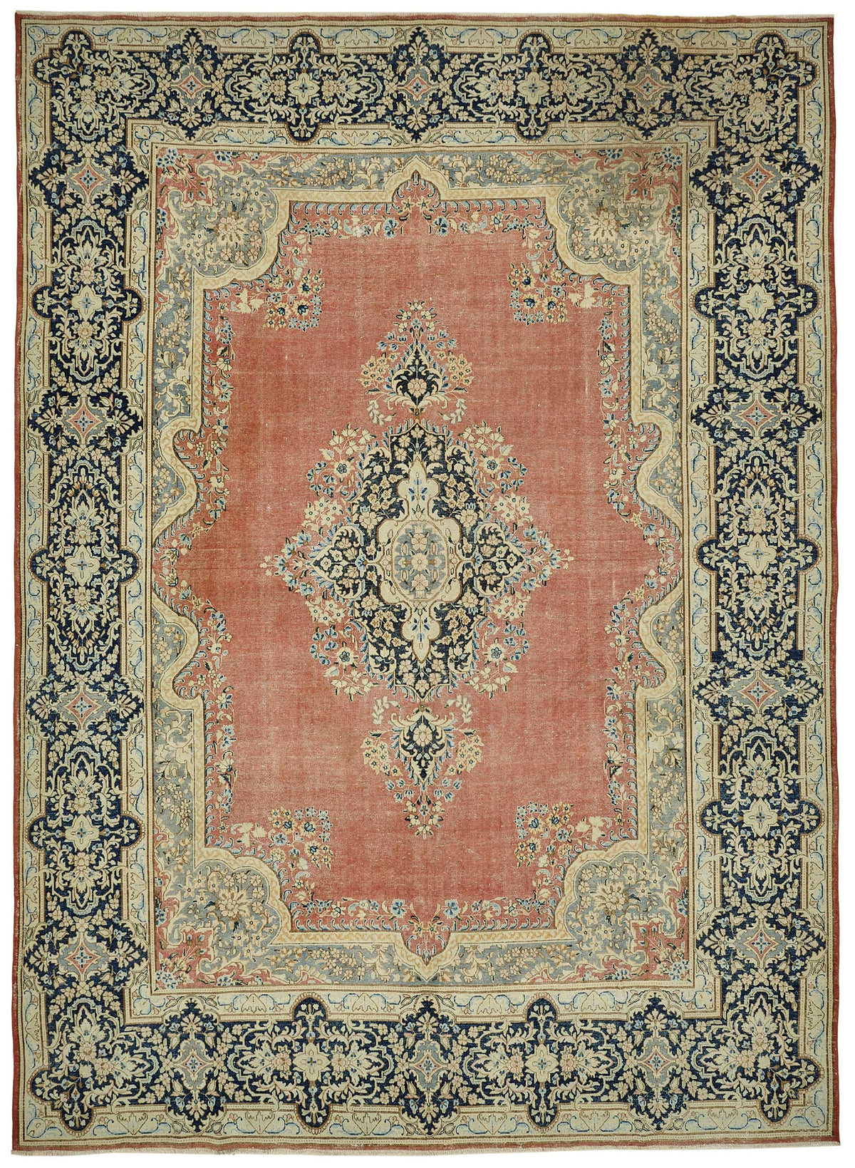 Rusvo Kırmızı Lacivert Vintage Madalyon El Dokuma Halı 299x403 cm